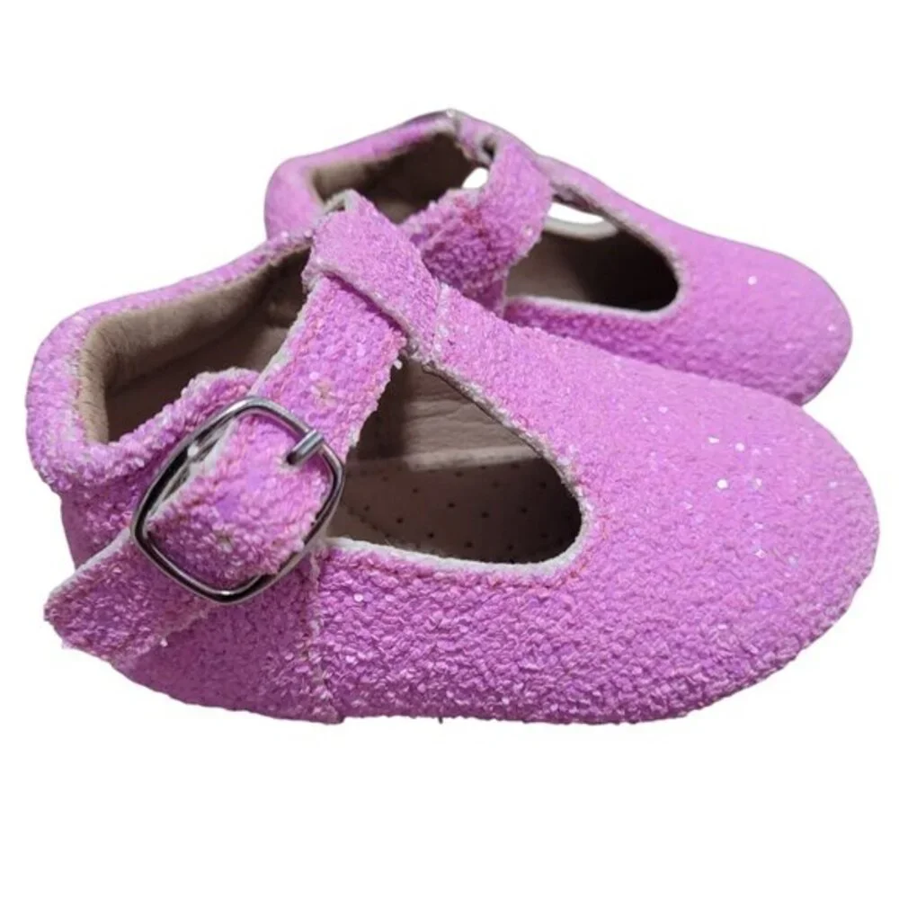 A Bear Co Toddler Size 3 Purple Glitter T-Strap Flats‎ Girl's